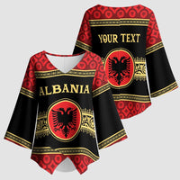 Personalized Albania Eagle Kimono Sleeve Blouse Red and Black Heritage - Wonder Print Shop