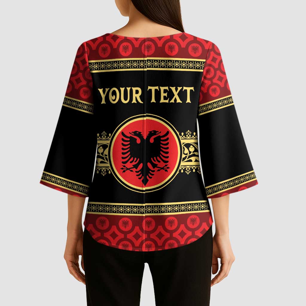 Personalized Albania Eagle Kimono Sleeve Blouse Red and Black Heritage - Wonder Print Shop