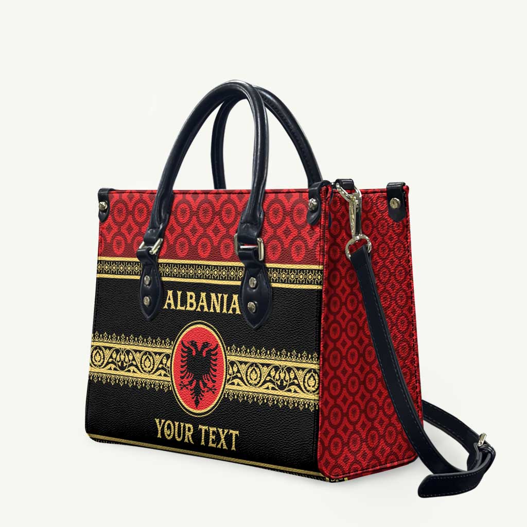 Personalized Albania Eagle Leather Bag Red and Black Heritage - Wonder Print Shop