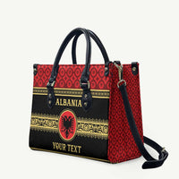 Personalized Albania Eagle Leather Bag Red and Black Heritage - Wonder Print Shop