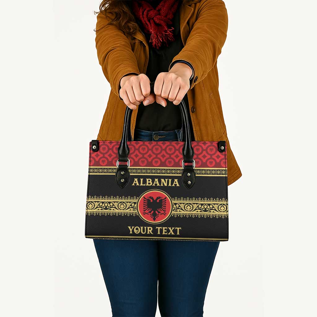 Personalized Albania Eagle Leather Bag Red and Black Heritage - Wonder Print Shop