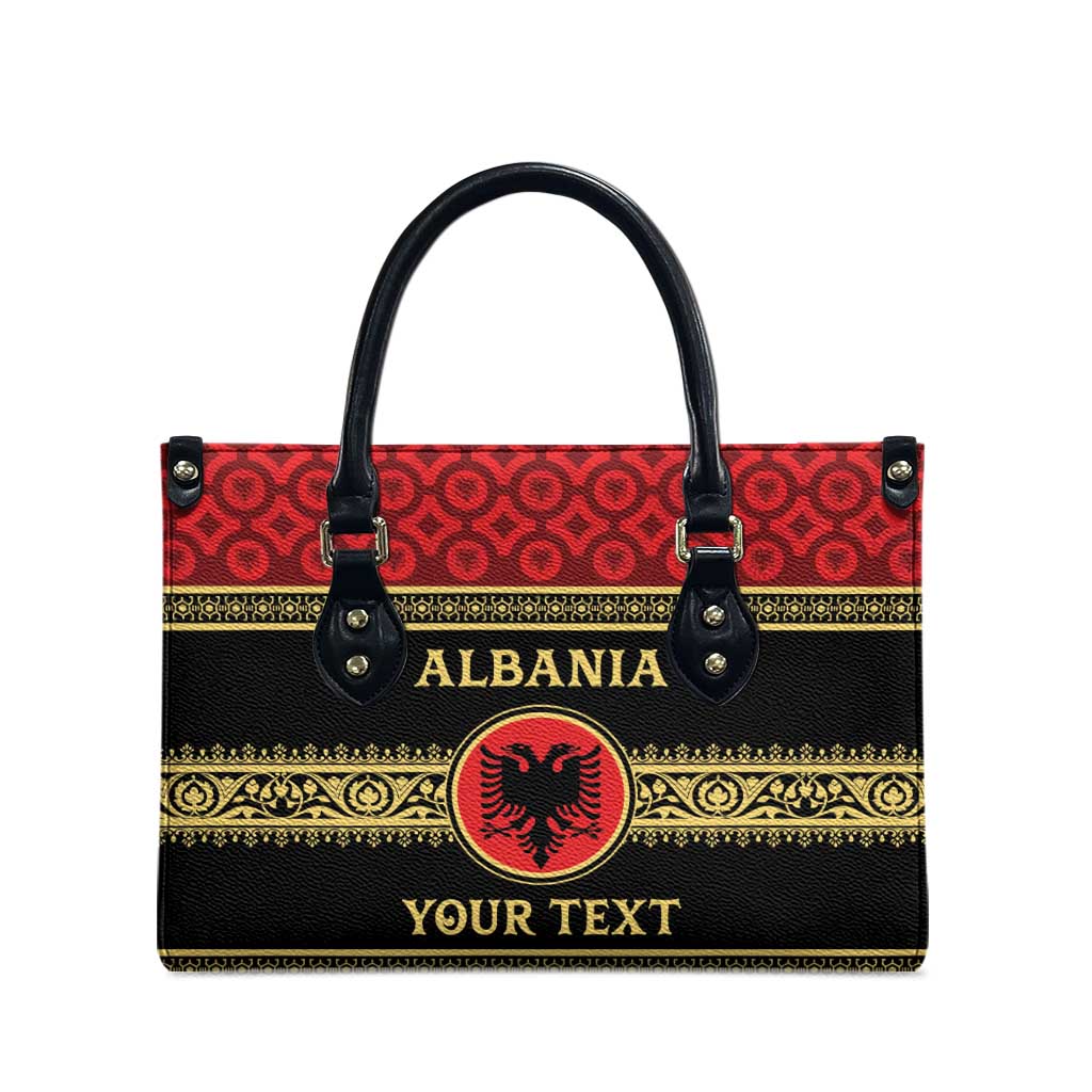 Personalized Albania Eagle Leather Bag Red and Black Heritage - Wonder Print Shop