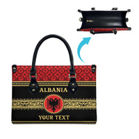 Personalized Albania Eagle Leather Bag Red and Black Heritage - Wonder Print Shop