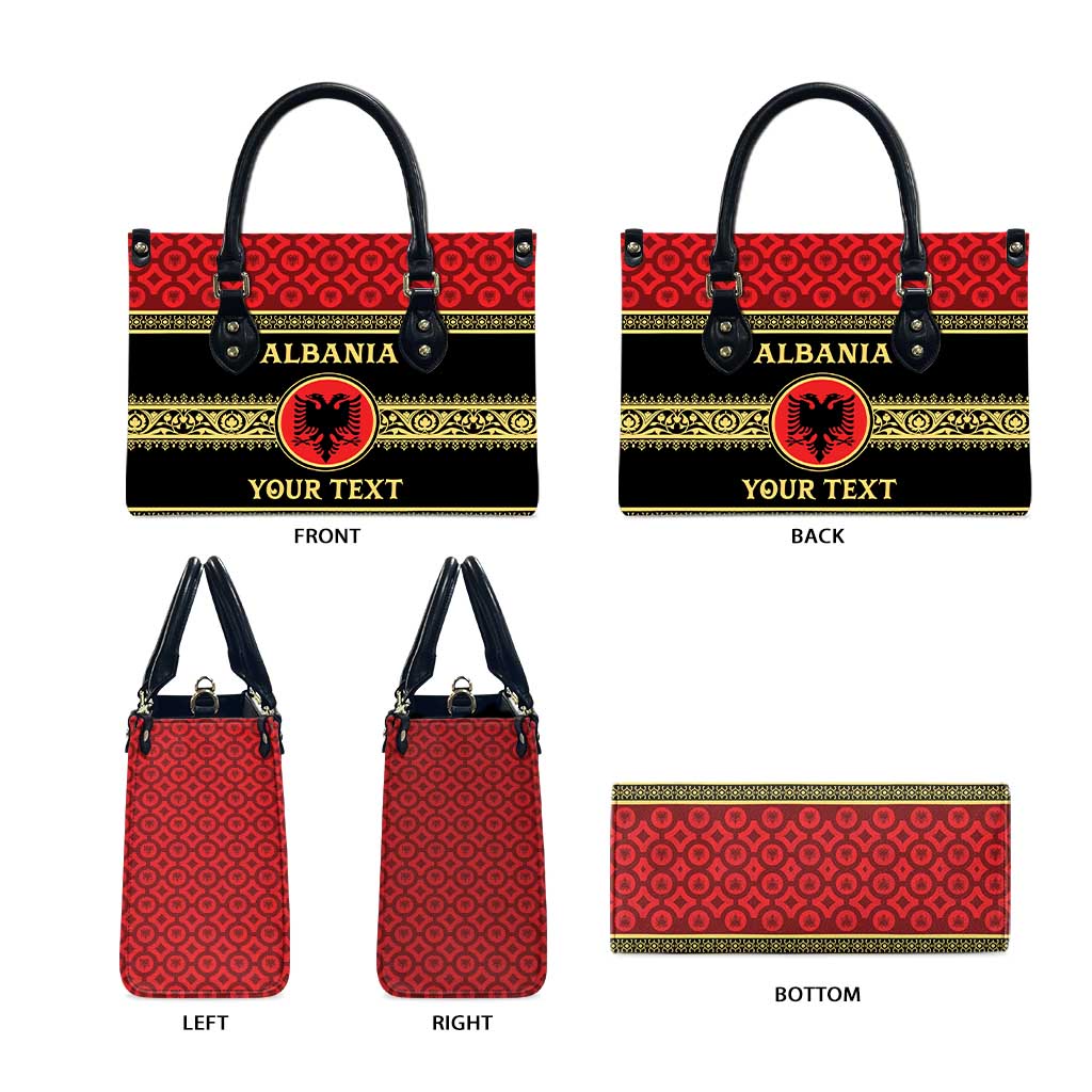 Personalized Albania Eagle Leather Bag Red and Black Heritage - Wonder Print Shop