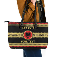 Personalized Albania Eagle Leather Tote Bag Red and Black Heritage - Wonder Print Shop