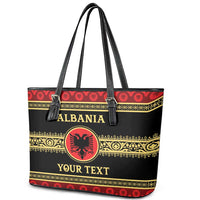 Personalized Albania Eagle Leather Tote Bag Red and Black Heritage - Wonder Print Shop
