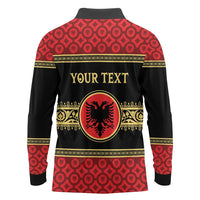 Personalized Albania Eagle Long Sleeve Polo Shirt Red and Black Heritage - Wonder Print Shop