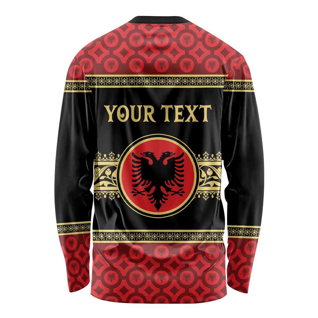 Personalized Albania Eagle Long Sleeve Shirt Red and Black Heritage - Wonder Print Shop