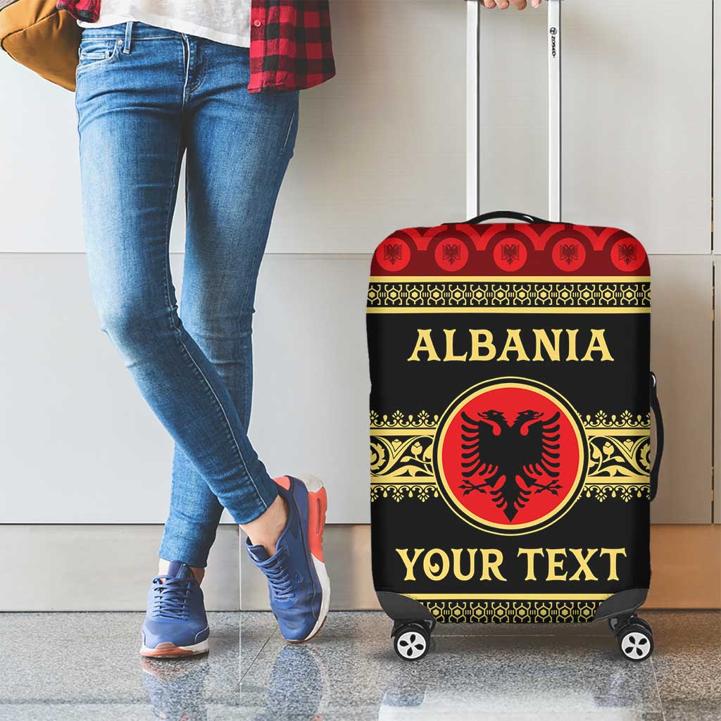 Personalized Albania Eagle Luggage Cover Red and Black Heritage - Wonder Print Shop