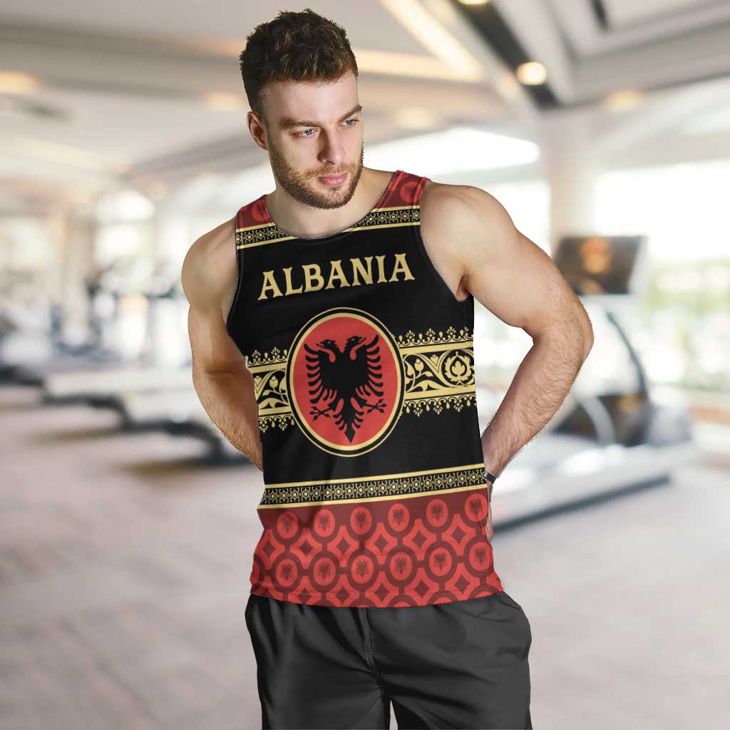 Personalized Albania Eagle Men Tank Top Red and Black Heritage - Wonder Print Shop
