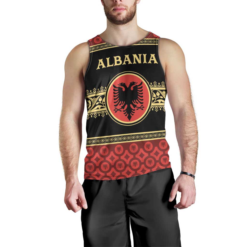 Personalized Albania Eagle Men Tank Top Red and Black Heritage - Wonder Print Shop