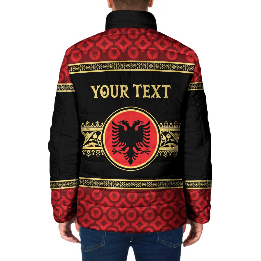 Personalized Albania Eagle Padded Jacket Red and Black Heritage - Wonder Print Shop