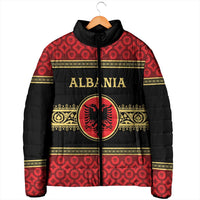 Personalized Albania Eagle Padded Jacket Red and Black Heritage - Wonder Print Shop