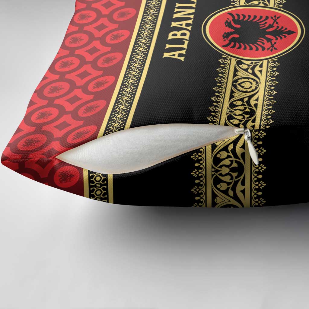 Personalized Albania Eagle Pillow Cover Red and Black Heritage - Wonder Print Shop