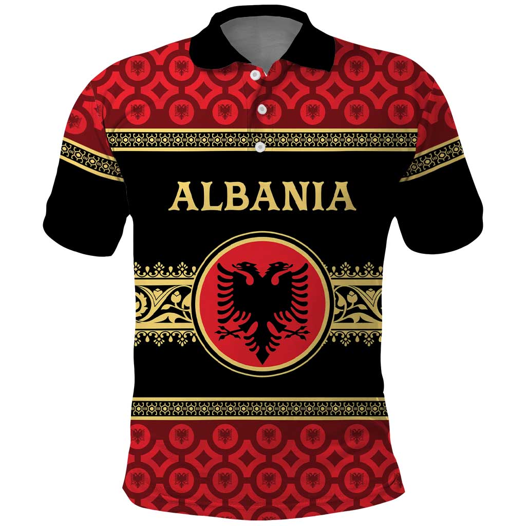 Personalized Albania Eagle Polo Shirt Red and Black Heritage - Wonder Print Shop