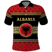 Personalized Albania Eagle Polo Shirt Red and Black Heritage - Wonder Print Shop