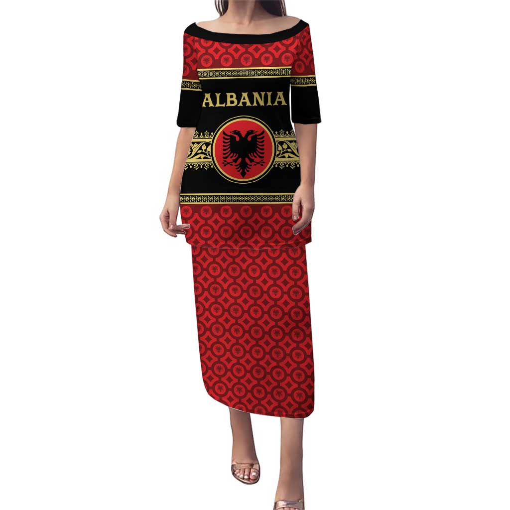 Personalized Albania Eagle Puletasi Red and Black Heritage - Wonder Print Shop