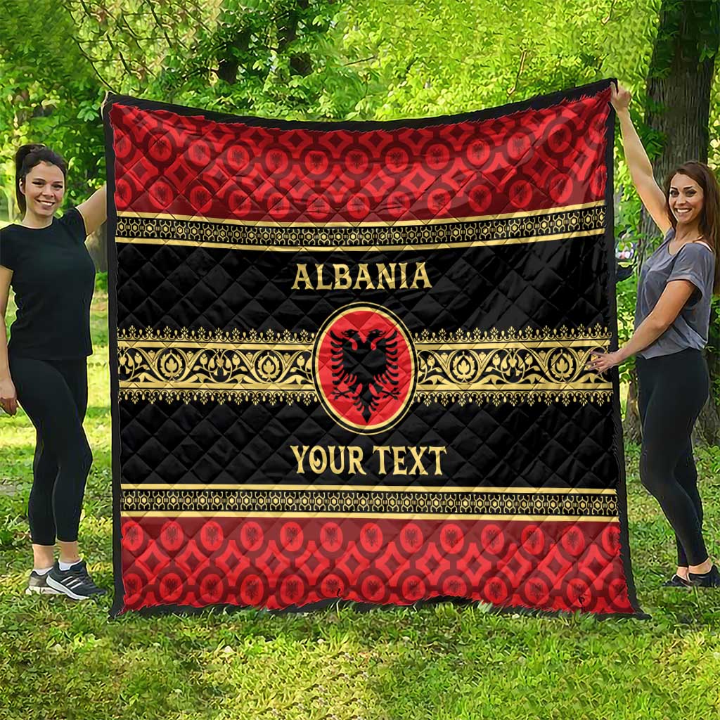 Personalized Albania Eagle Quilt Red and Black Heritage - Wonder Print Shop