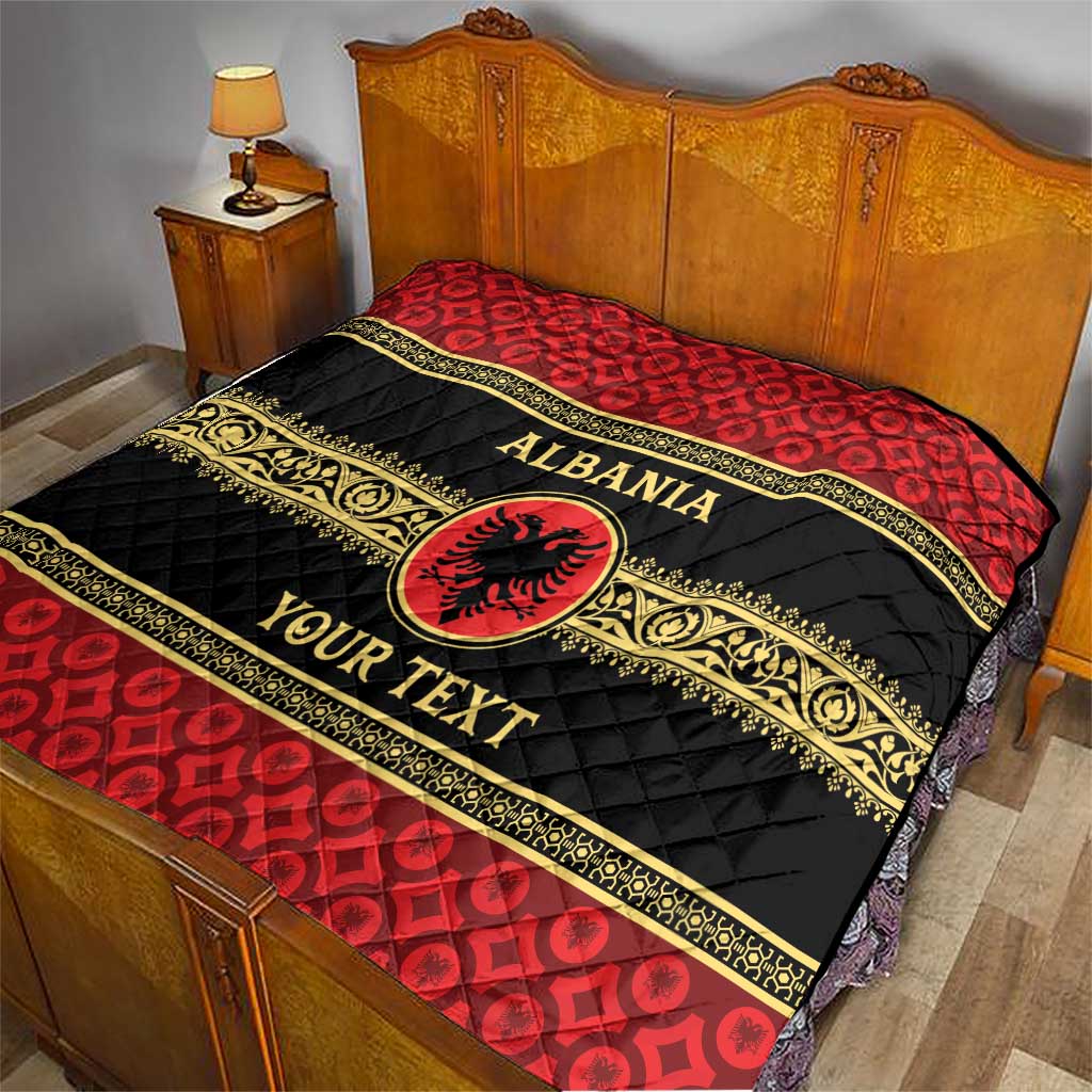 Personalized Albania Eagle Quilt Red and Black Heritage - Wonder Print Shop