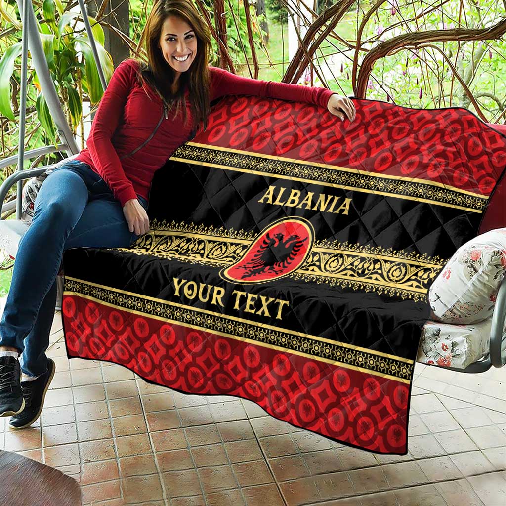 Personalized Albania Eagle Quilt Red and Black Heritage - Wonder Print Shop