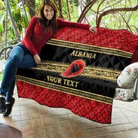Personalized Albania Eagle Quilt Red and Black Heritage - Wonder Print Shop
