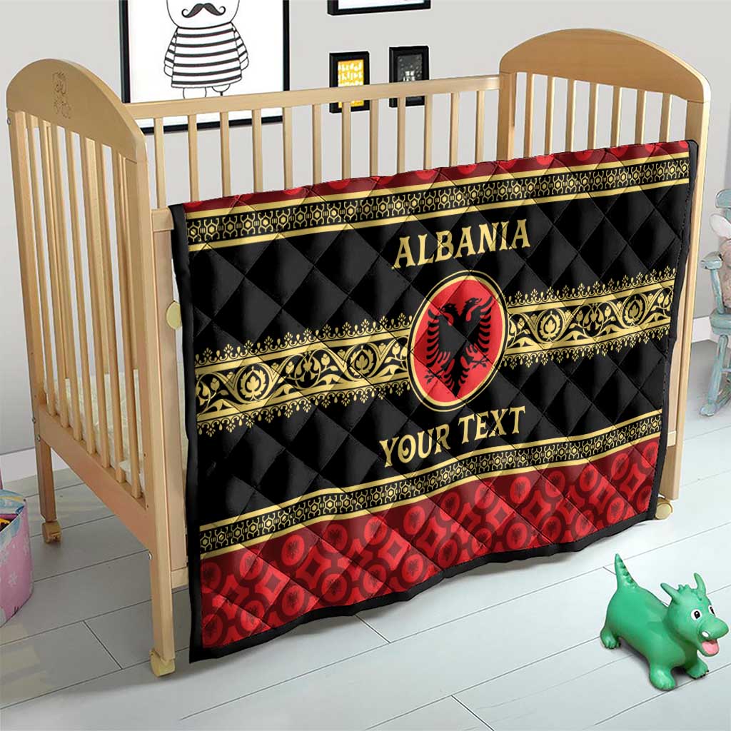 Personalized Albania Eagle Quilt Red and Black Heritage - Wonder Print Shop