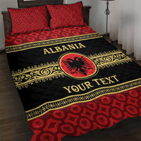 Personalized Albania Eagle Quilt Bed Set Red and Black Heritage - Wonder Print Shop