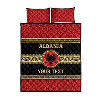 Personalized Albania Eagle Quilt Bed Set Red and Black Heritage - Wonder Print Shop
