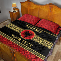 Personalized Albania Eagle Quilt Bed Set Red and Black Heritage - Wonder Print Shop