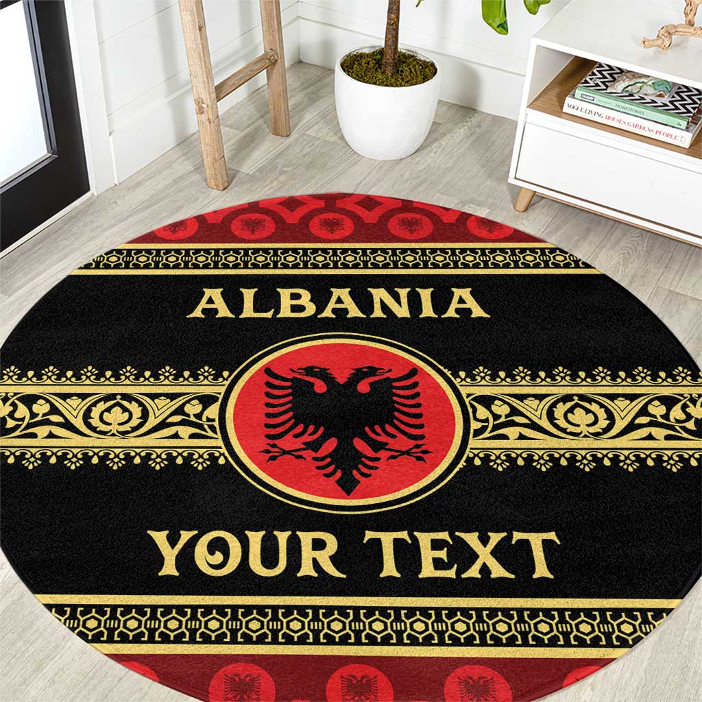 Personalized Albania Eagle Round Carpet Red and Black Heritage - Wonder Print Shop