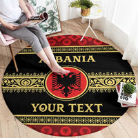 Personalized Albania Eagle Round Carpet Red and Black Heritage - Wonder Print Shop