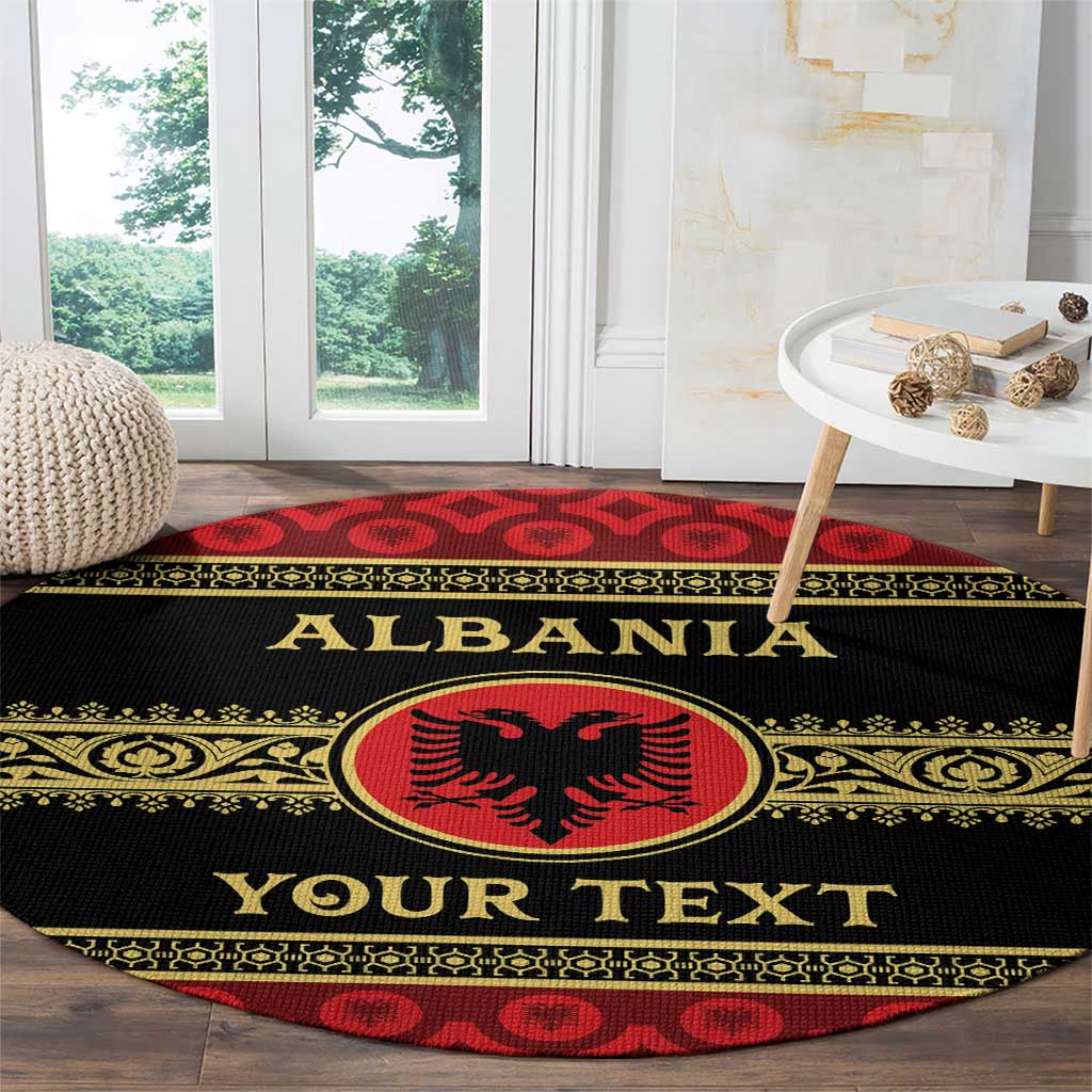 Personalized Albania Eagle Round Carpet Red and Black Heritage - Wonder Print Shop