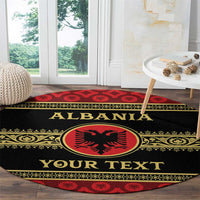 Personalized Albania Eagle Round Carpet Red and Black Heritage - Wonder Print Shop