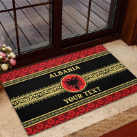 Personalized Albania Eagle Rubber Doormat Red and Black Heritage - Wonder Print Shop