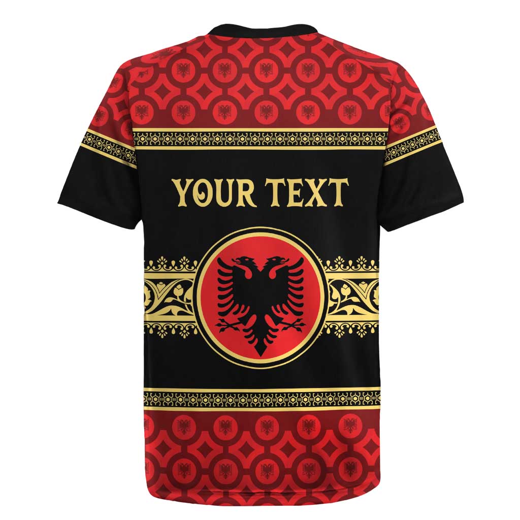 Personalized Albania Eagle Rugby Jersey Red and Black Heritage - Wonder Print Shop