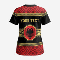 Personalized Albania Eagle Scrub Top Red and Black Heritage - Wonder Print Shop
