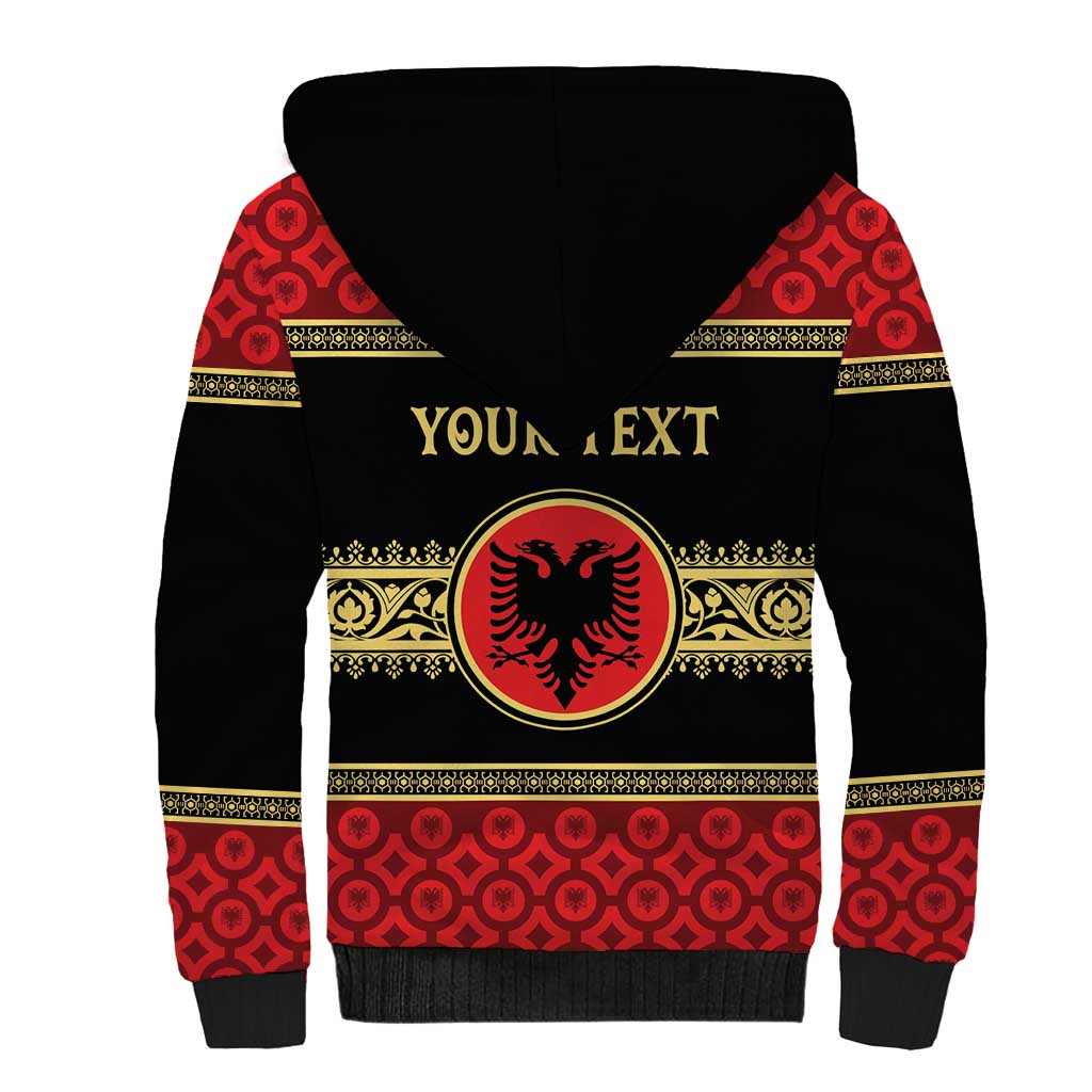 Personalized Albania Eagle Sherpa Hoodie Red and Black Heritage - Wonder Print Shop