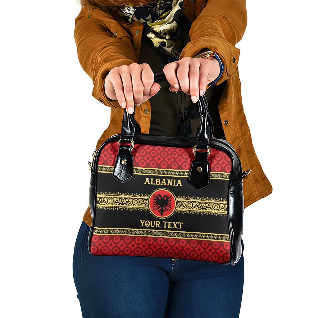 Personalized Albania Eagle Shoulder Handbag Red and Black Heritage - Wonder Print Shop