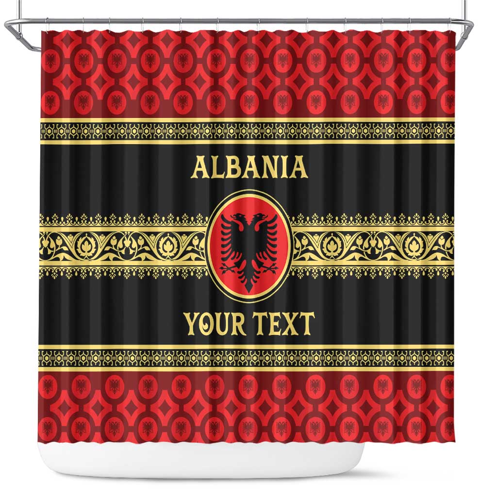 Personalized Albania Eagle Shower Curtain Red and Black Heritage - Wonder Print Shop