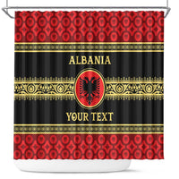 Personalized Albania Eagle Shower Curtain Red and Black Heritage - Wonder Print Shop