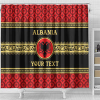 Personalized Albania Eagle Shower Curtain Red and Black Heritage - Wonder Print Shop