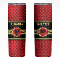 Personalized Albania Eagle Skinny Tumbler Red and Black Heritage - Wonder Print Shop