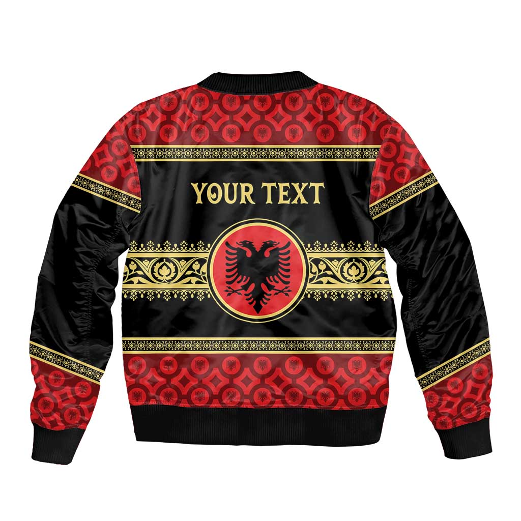 Personalized Albania Eagle Sleeve Zip Bomber Jacket Red and Black Heritage - Wonder Print Shop