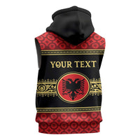 Personalized Albania Eagle Sleeveless Hoodie Red and Black Heritage - Wonder Print Shop