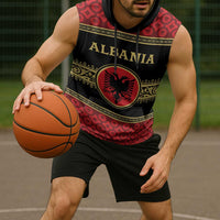 Personalized Albania Eagle Sleeveless Hoodie Red and Black Heritage - Wonder Print Shop