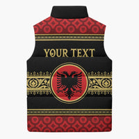 Personalized Albania Eagle Sleeveless Puffer Jacket Red and Black Heritage - Wonder Print Shop