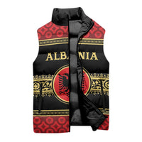 Personalized Albania Eagle Sleeveless Puffer Jacket Red and Black Heritage - Wonder Print Shop