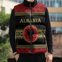 Personalized Albania Eagle Sleeveless Puffer Jacket Red and Black Heritage - Wonder Print Shop