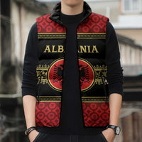 Personalized Albania Eagle Sleeveless Puffer Jacket Red and Black Heritage - Wonder Print Shop