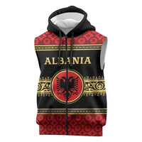 Personalized Albania Eagle Sleeveless Zip Hoodie Red and Black Heritage - Wonder Print Shop